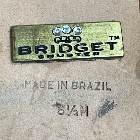 Bridget Shuster Gold Leather Thong Slip On Sandals Beaded Natural Stones 6.5 - Picture 10 of 15